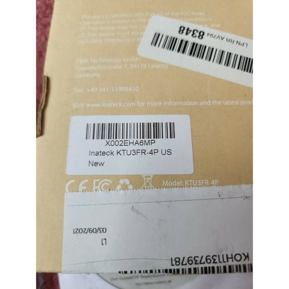 New w/opened box Inateck 4-Port USB 3.0 PCIe Express Card, KT4001 / KTU3FR-4P - Picture 2 of 2